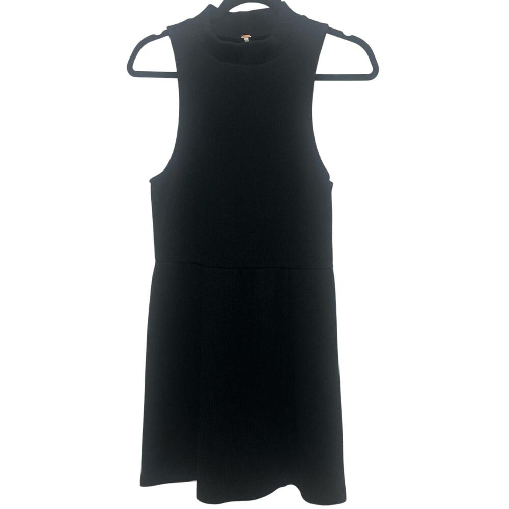 Free People Casual Black Mary Jane Knit & Fit & Flare Mini Sweater Dress Medium - Picture 1 of 8